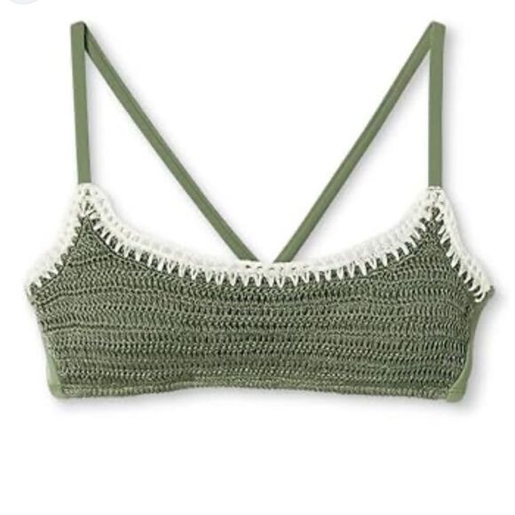 Xhilaration Junior’s Green Crochet Swim Bikini Top, Size XS, NWT - Picture 2 of 9